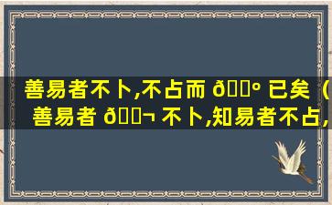 善易者不卜,不占而 🐺 已矣（善易者 🐬 不卜,知易者不占,玩索而已 出处）